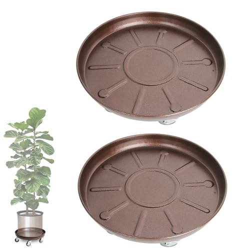 20" 2Pack Metal Plant Caddy with Wheels Lockable Casters U856720