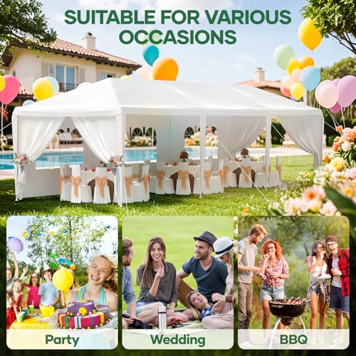 10'x30' White Party Tent with 8 Removable Sidewalls N13292