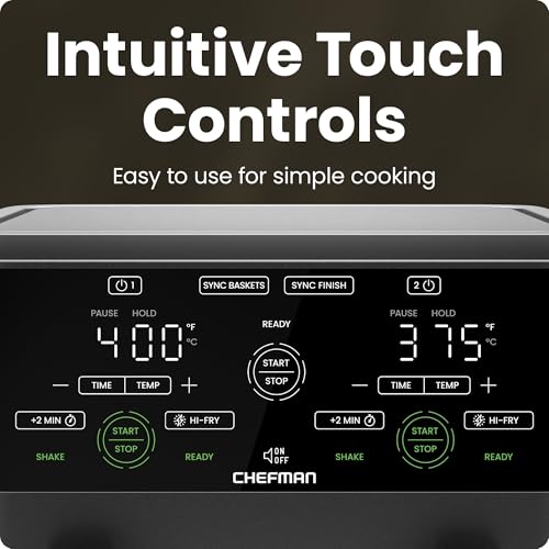 6 Quart Dual Basket Air Fryer Oven with Easy View Windows, Nonstick Frying Baskets - Black D2564
