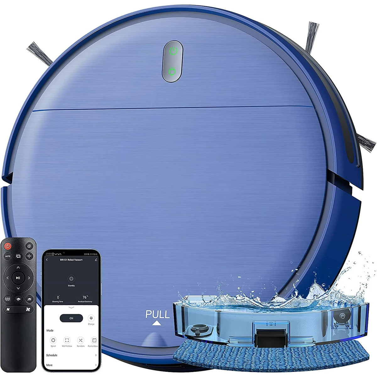 Robot Vacuum and Mop Combo 230ML Water Tank Blue E288771