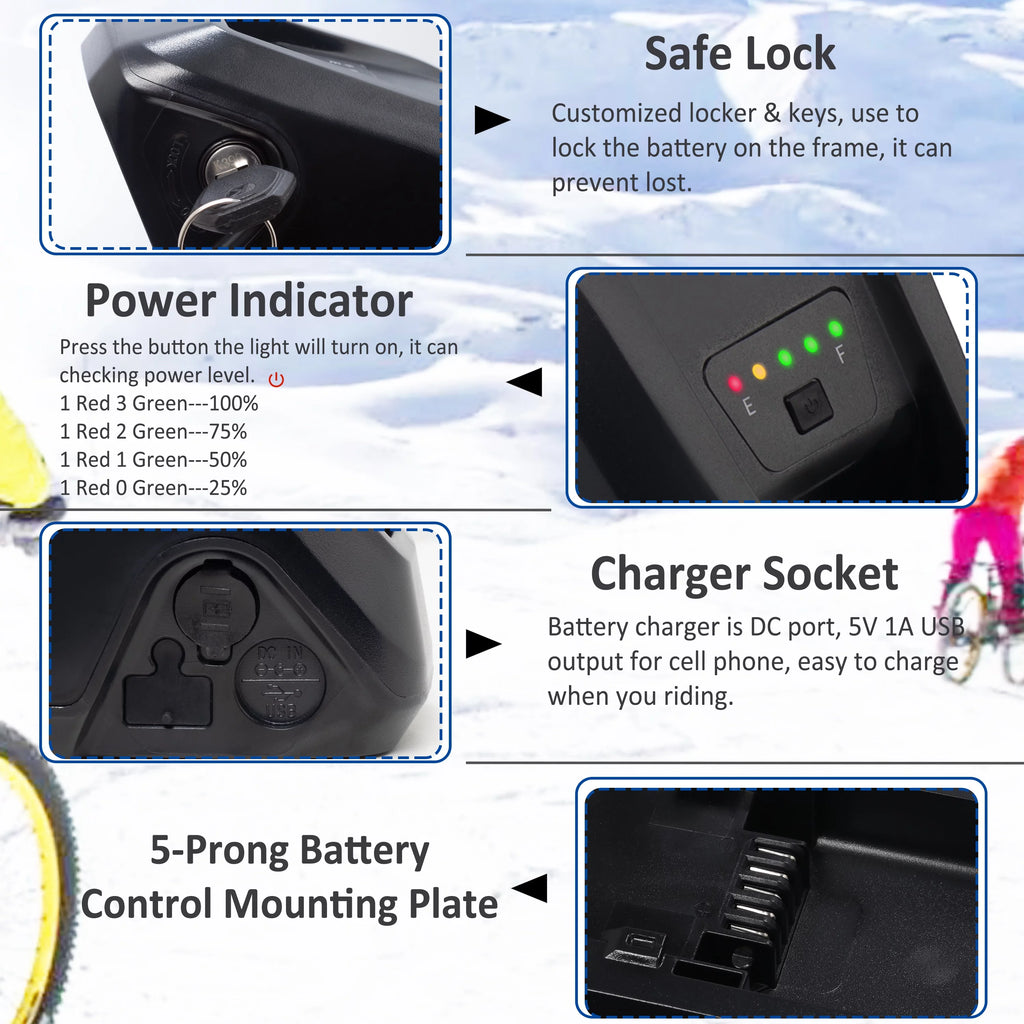 48V 10Ah Lithium Ebike Battery with Charger Q9023