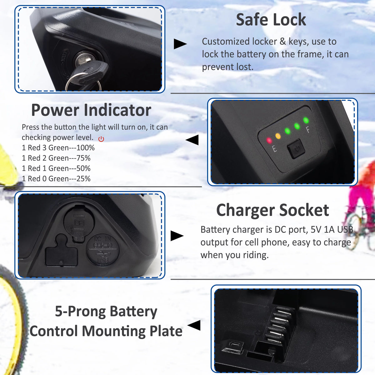 48V 10Ah Lithium Ebike Battery with Charger Q9023