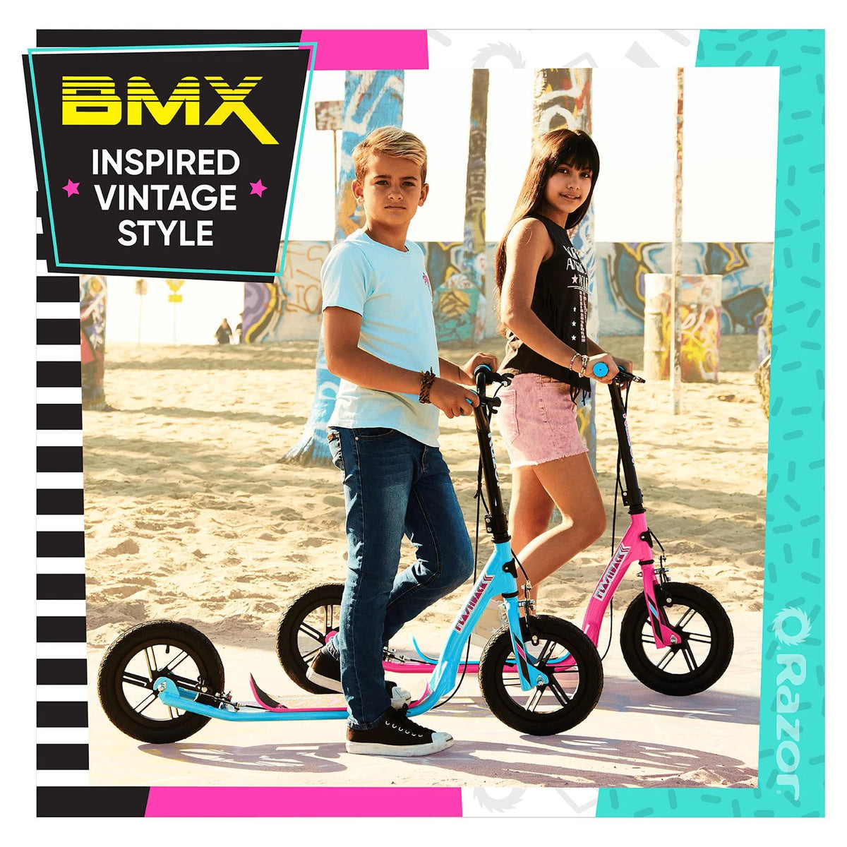 Pink Kick Scooter with 12" Air-Filled Tires E2228