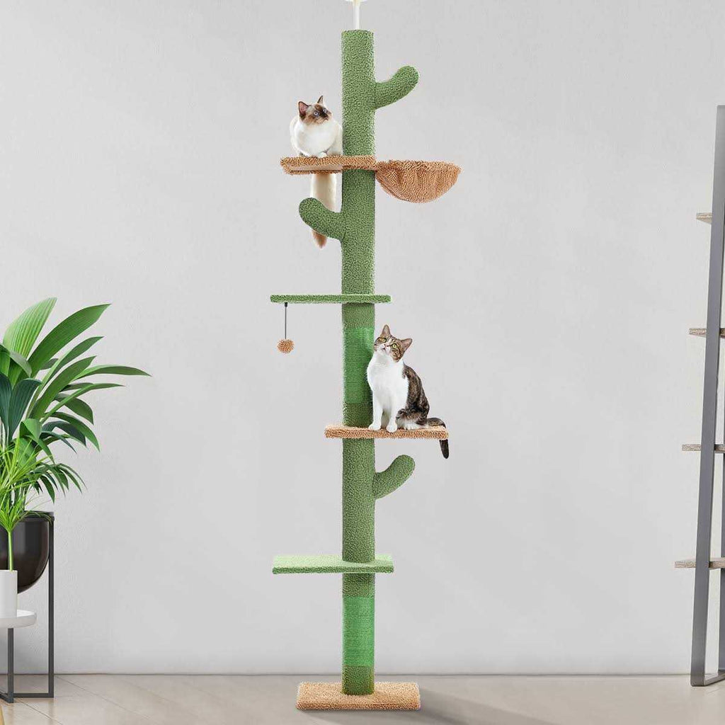Cactus Cat Tree Floor to Ceiling Cat Tower with Adjustable Height R354664