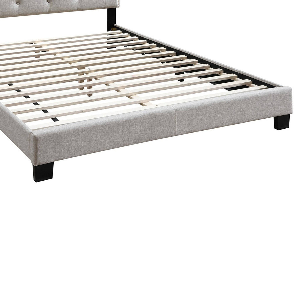 Twin Bed with Button Tufted Scalloped Headboard, Light Brown Y84139