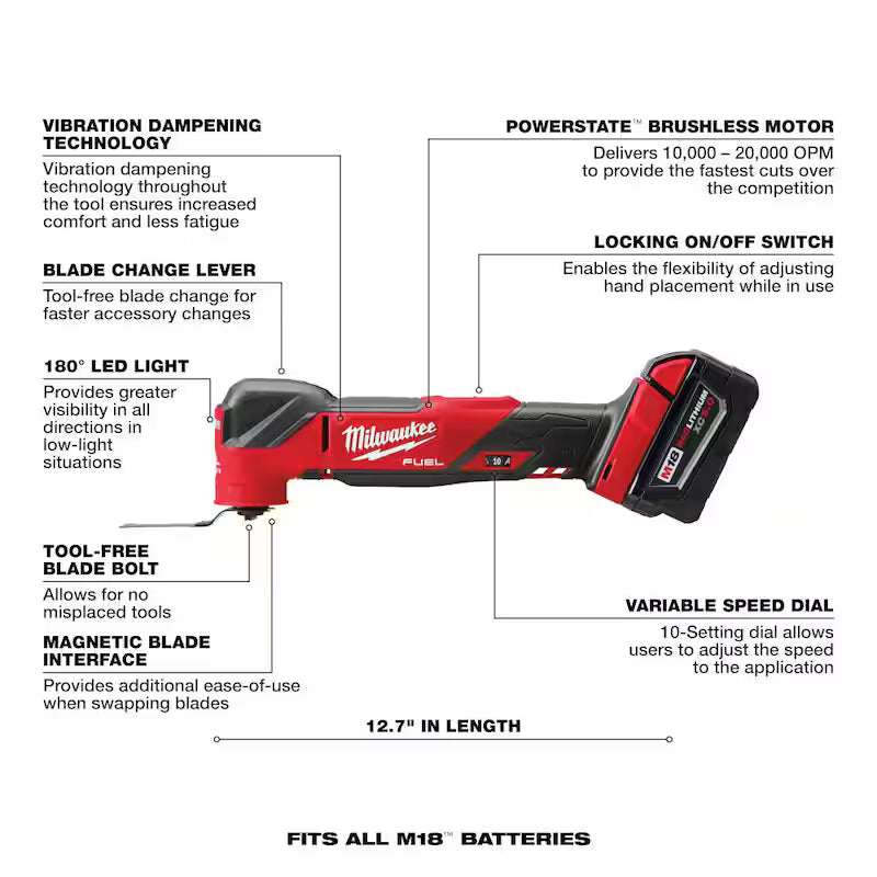 Oscillating Multi Tool Kit with Battery, Charger, Bag and Carbide Blades T112686