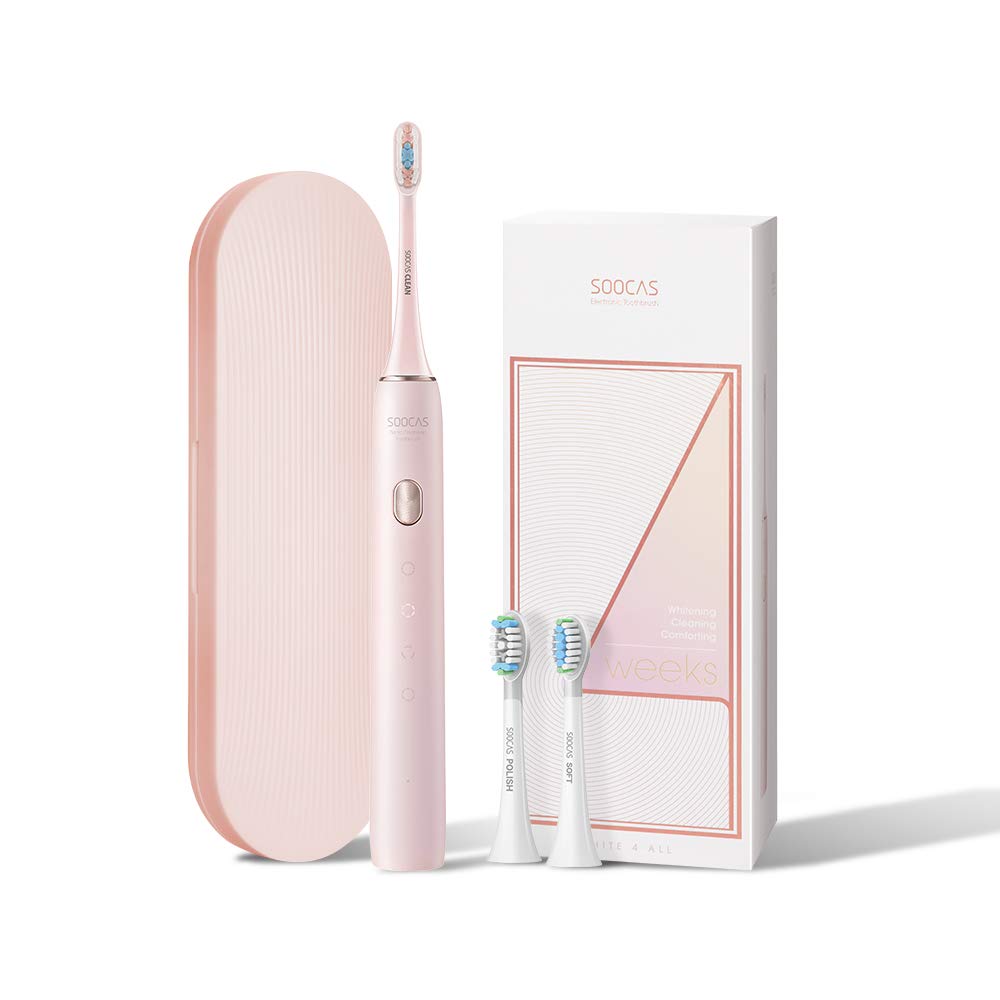 Pink Rechargeable Electric Toothbrush with 4 Brush Heads U354190