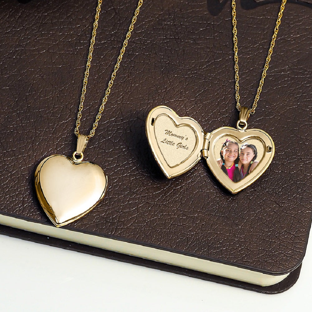 Solid 14K Yellow Gold Heart Locket F143