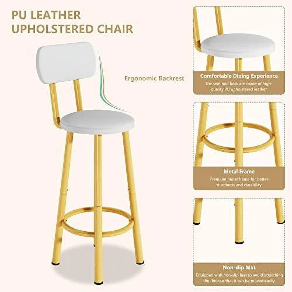 39.4” Dining Table Set for 2 with 2 PU Leather Stools X98546