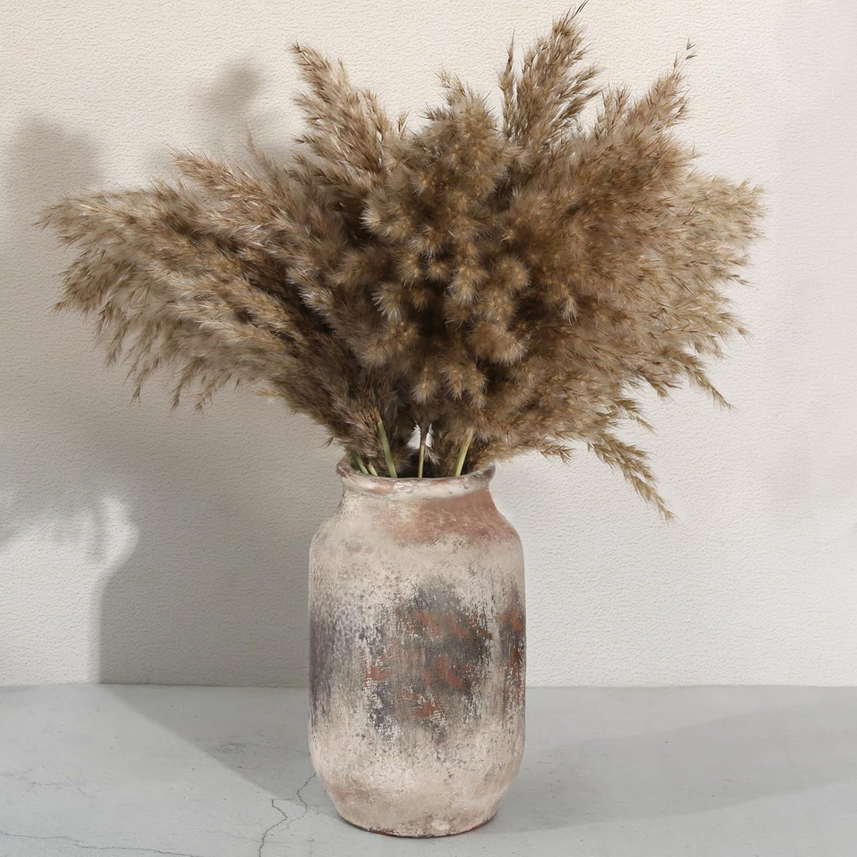 Rustic Ceramic Flower Vase Whitewashed Terracotta Floor Vase C71185
