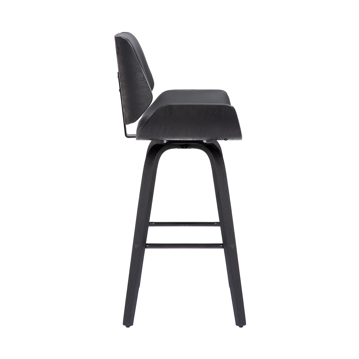 Faux Leather Wood Swivel Counter Stool in Gray/Black W363