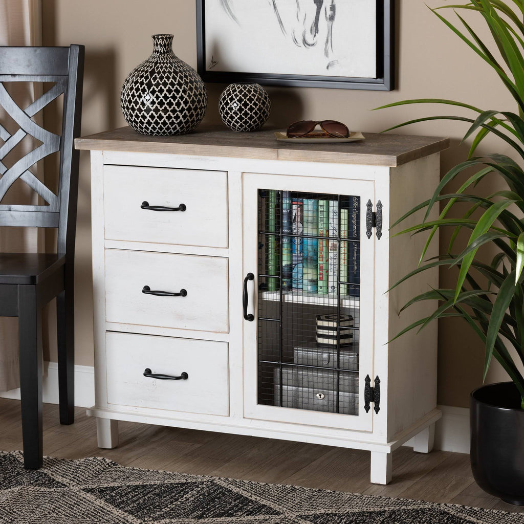 White Oak Brown 3-Drawer Wood Storage Cabinet S32388