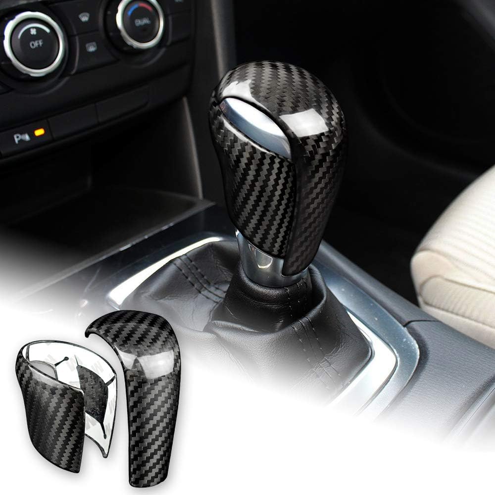 2pcs Carbon Fiber Car Gear Shift Knob Cover Q21002