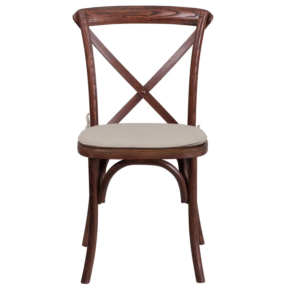 Mahogany Finish Wooden Cross Back Dining Chair with Cushion U801