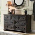 Brown 7 Drawer Wood Dresser D379