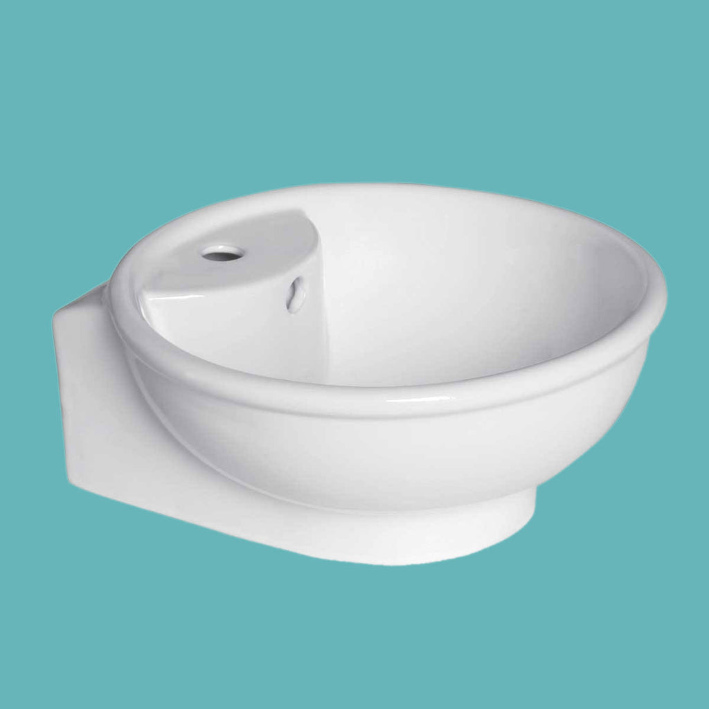 17x22 Round White Bathroom Sink with Overflow C9828