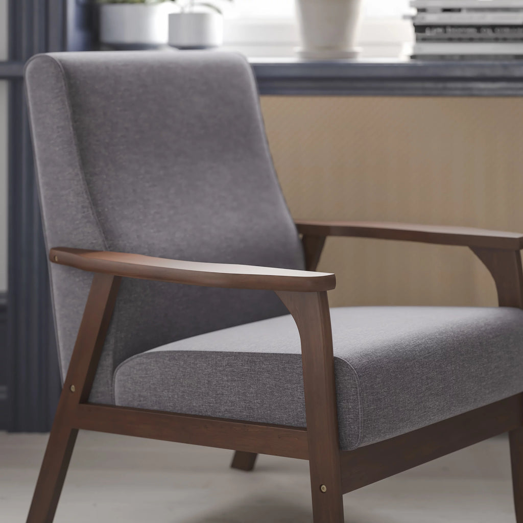 Dark Gray Faux Linen Living Room Chair Z663