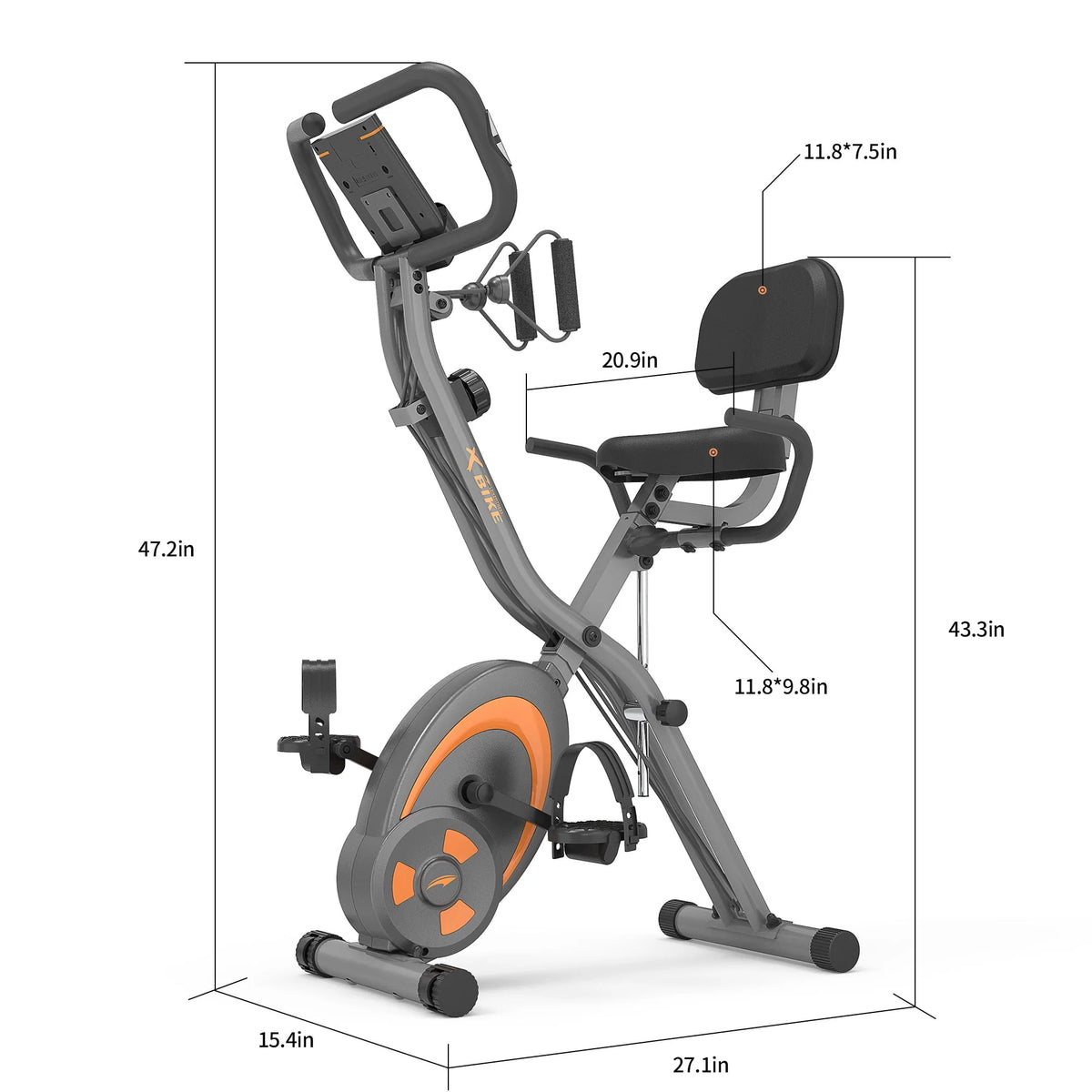 Folding Recumbent Exercise Bike with Resistance Bands N317515