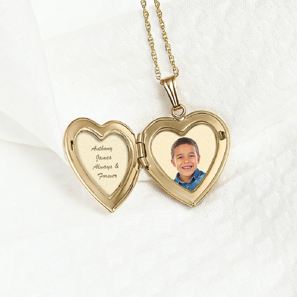 Solid 14K Yellow Gold Heart Locket F143