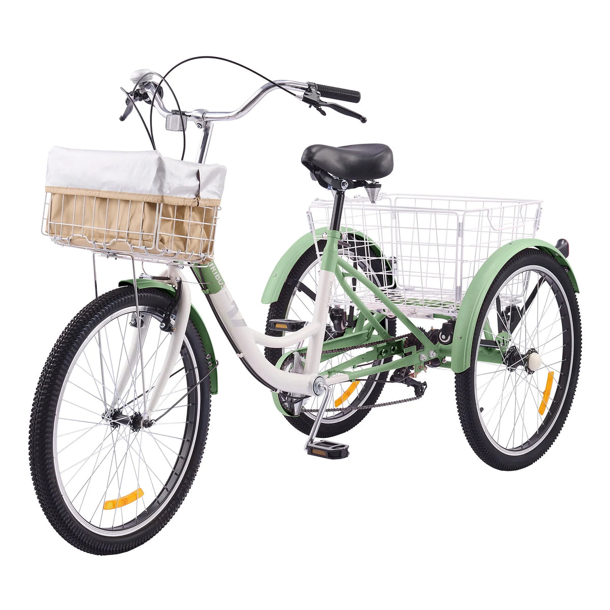 24 Inch 7 Speed Adult Trike with 2 Baskets Matte Gray D818
