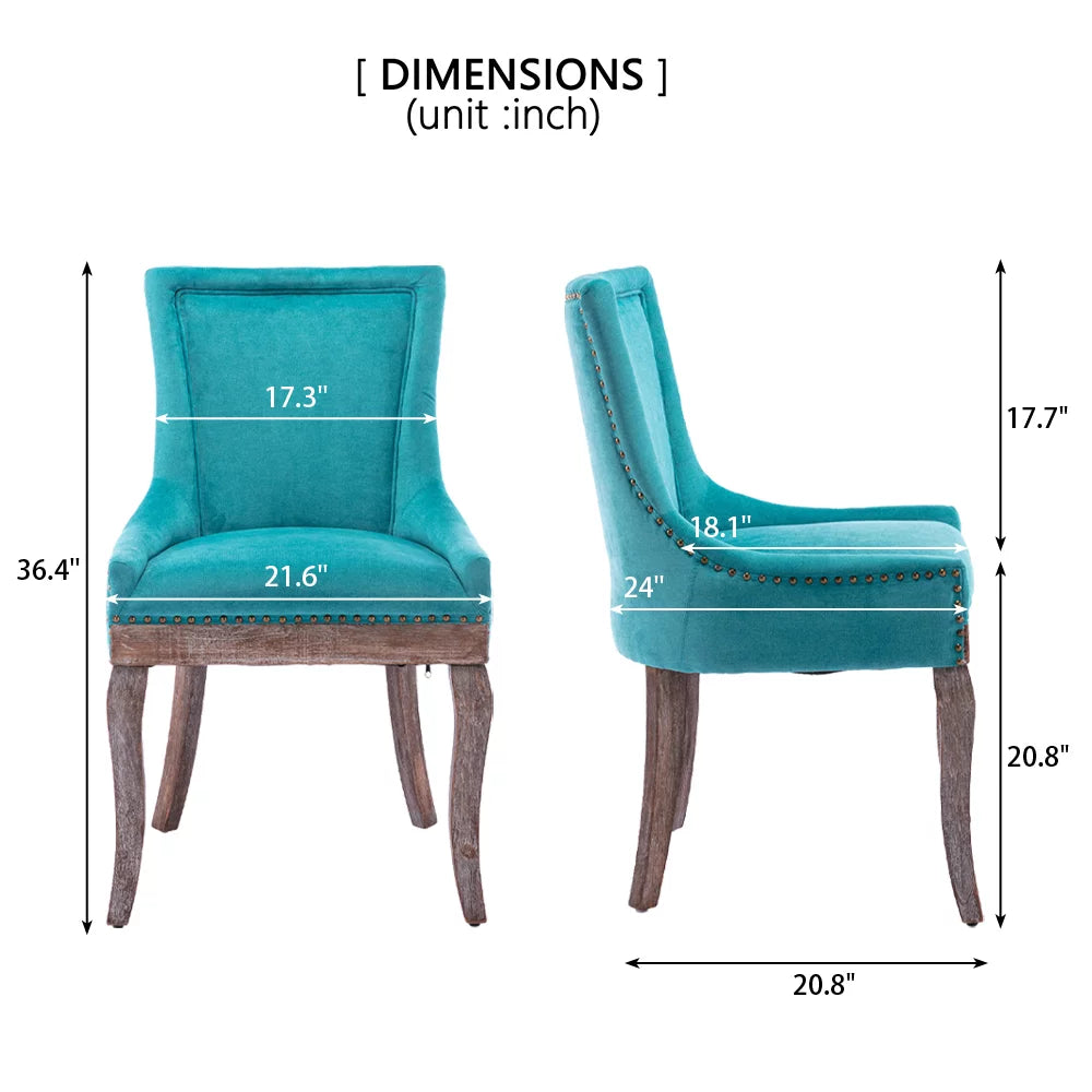 Blue Upholstered Dining Chairs Set of 2 with Wood Legs L880254