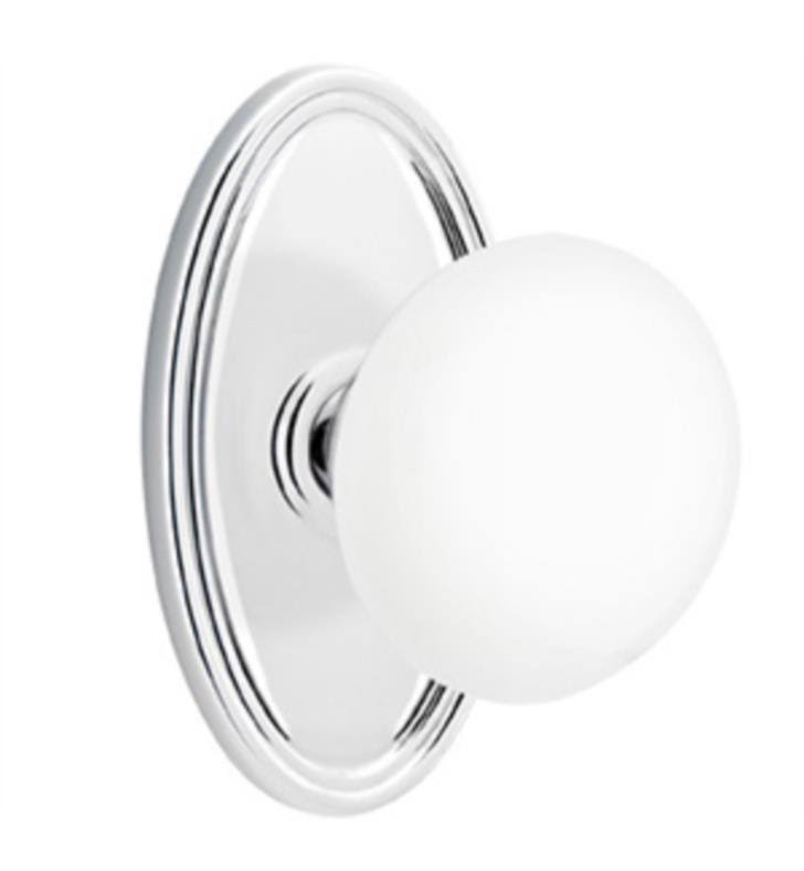 Satin Nickel Passage Knob with Oval Rose Y82432