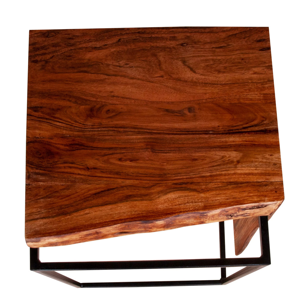 21 Inch Solid Acacia Wood Live Edge Side Table B18474