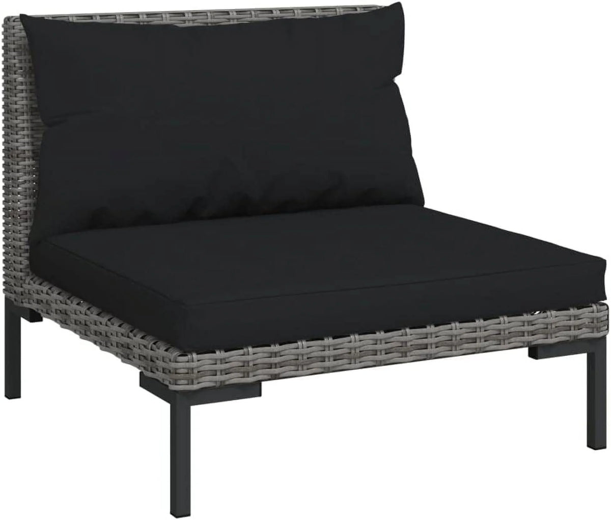 14 Piece Patio Lounge Set with Cushions Poly Rattan Dark Gray O48903