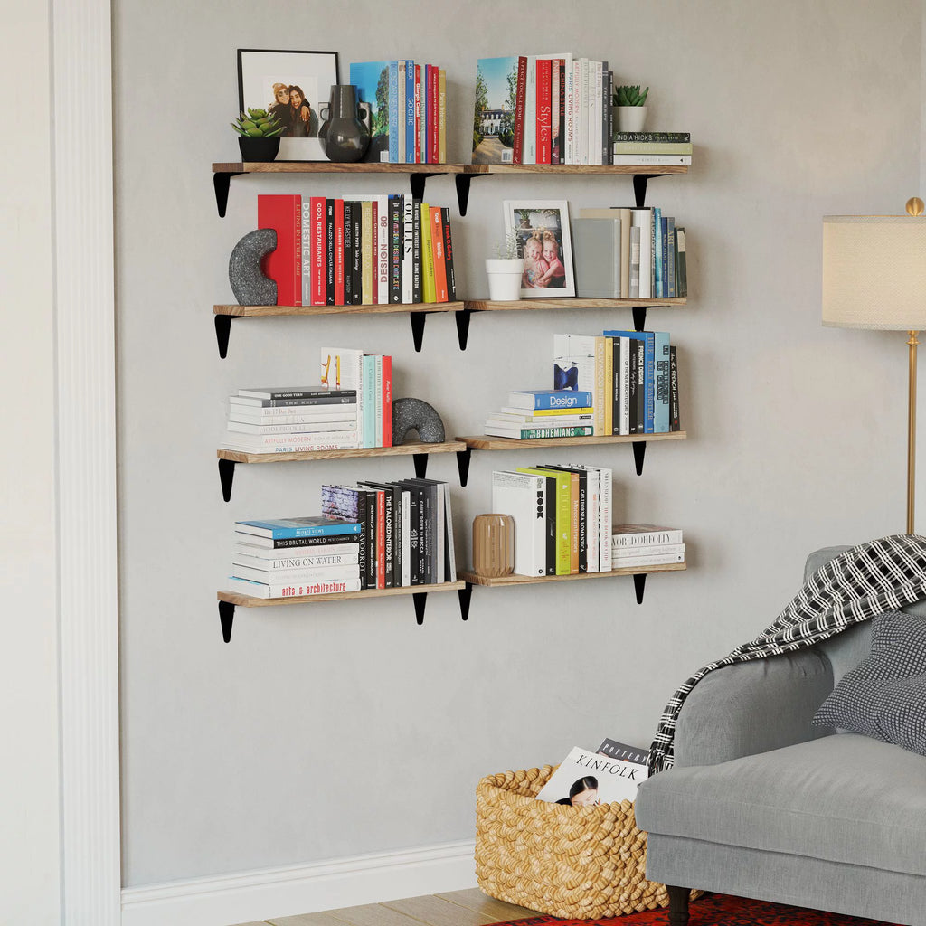 Set of 8 Black Floating Shelves U48719