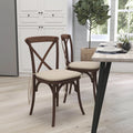 Mahogany Finish Wooden Cross Back Dining Chair with Cushion U801