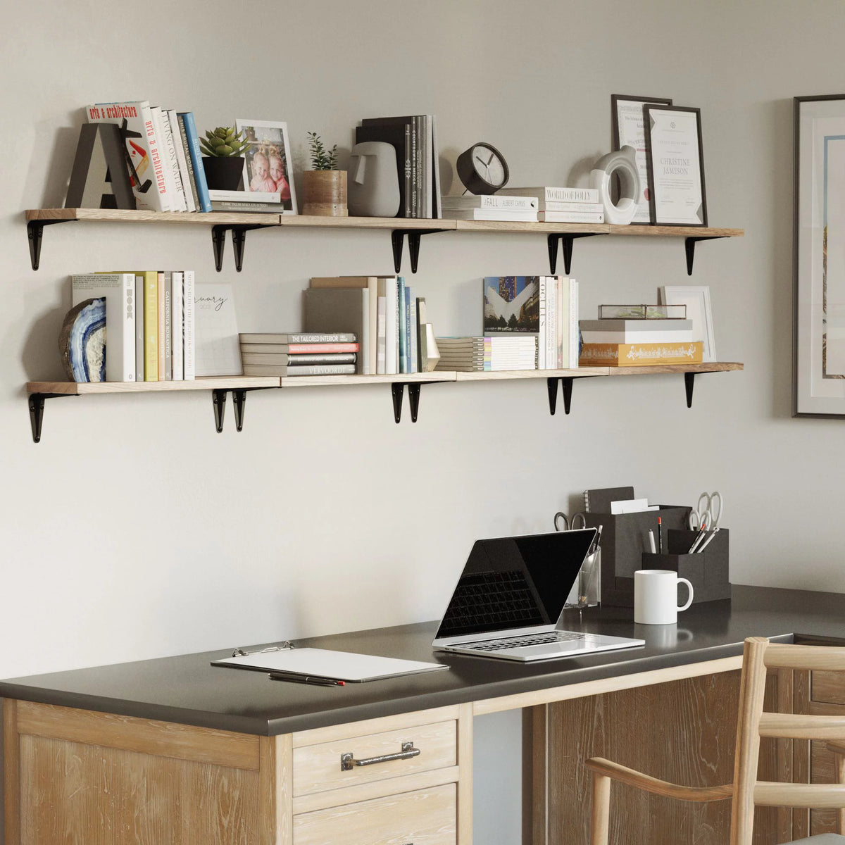 Set of 8 Black Floating Shelves U48719