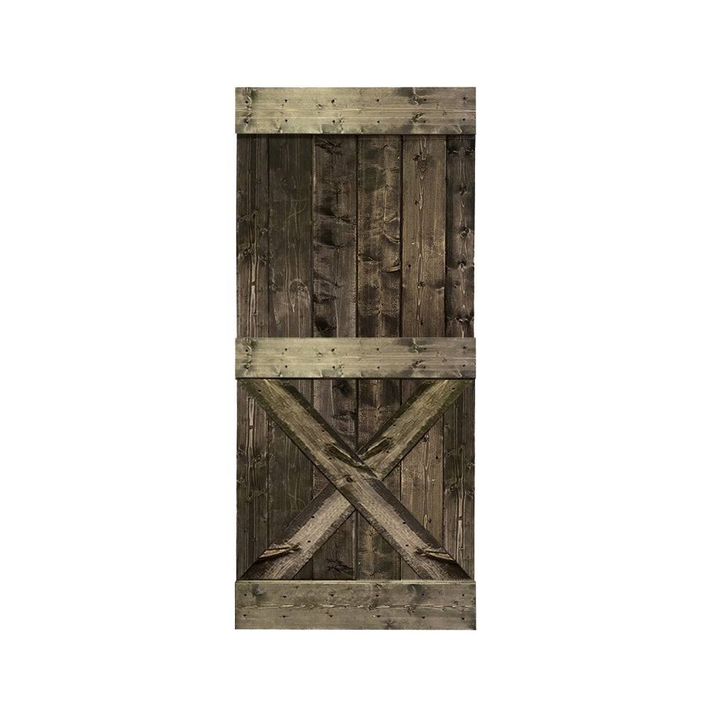 Ocean Blue Stained Pine Wood Interior Sliding Barn Door Slab G175574
