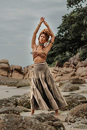 Cotton Maxi Boho Skirt with Pockets B774801