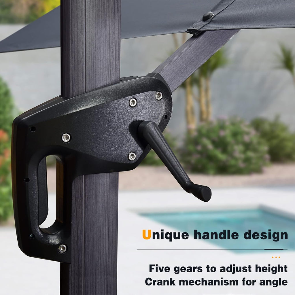 10 FT Square Wind Resistant Cantilever Patio Umbrella F44375