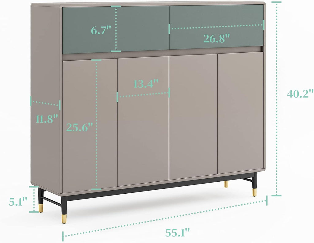Shoe Storage Cabinet with 4 Doors and Adjustable Shelves K7631