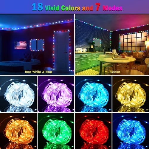 100FT 300 LED Connectable Rope Lights, 18 Color Changing Outdoor String Lights with Remote, IP68 Waterproof Fairy Lights E45516