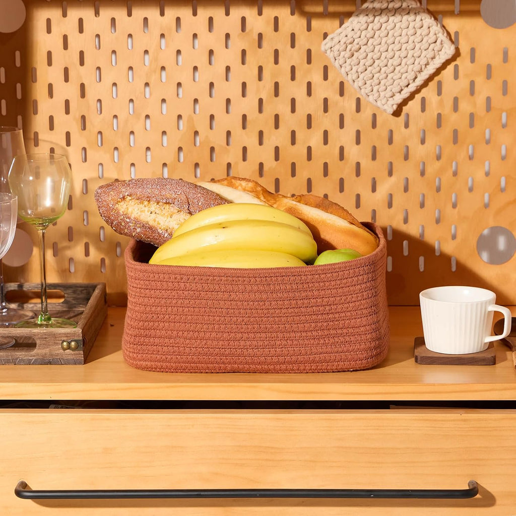 3 Packs Oxide Red Woven Rope Storage Baskets S216