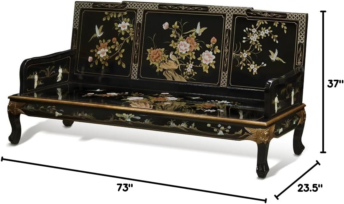 Black Lacquer Wooden Sofa Chair M123073