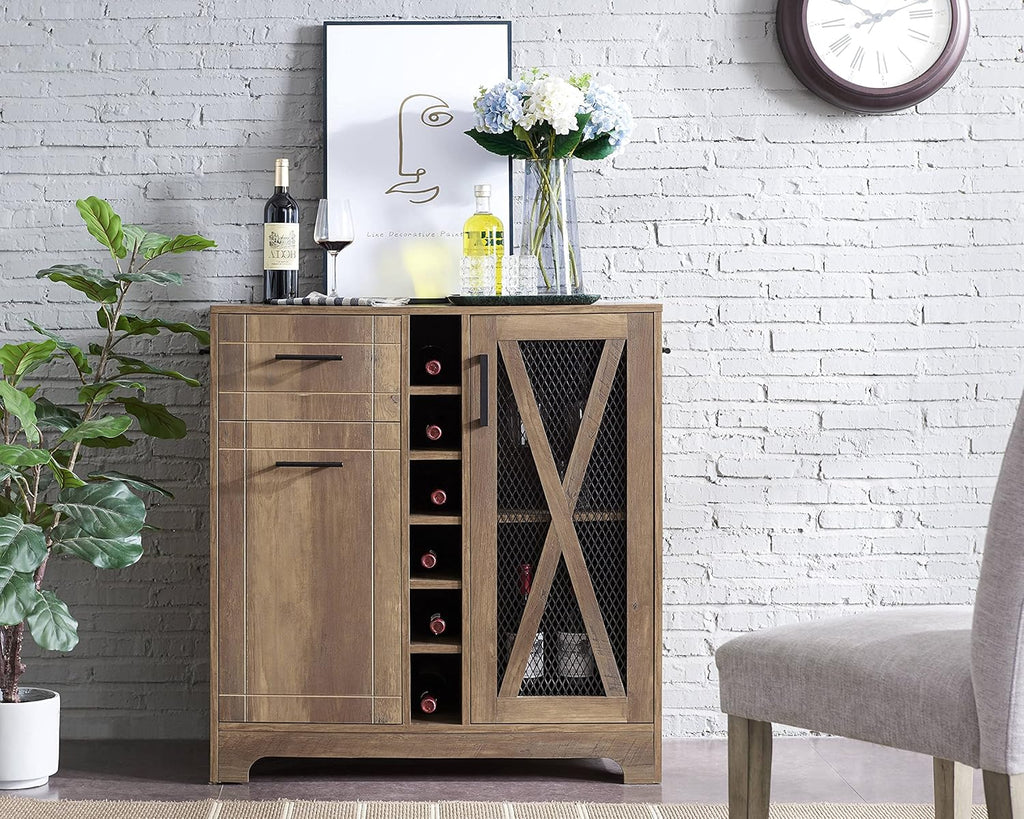 Bar Cabinet with Wire Mesh Doors C152