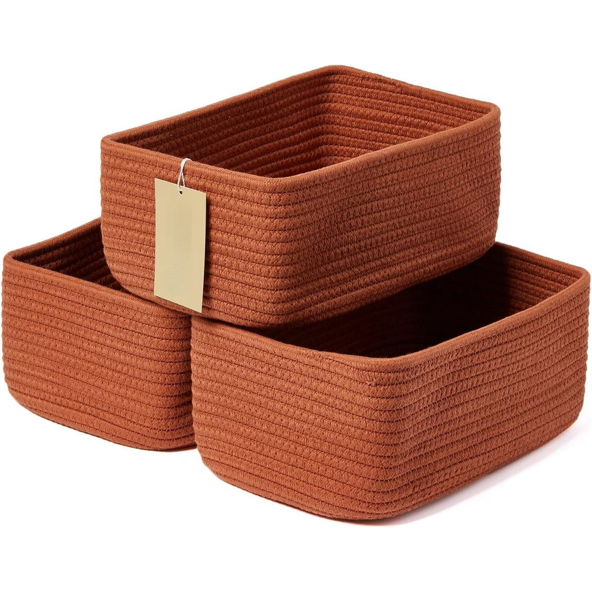 3 Packs Oxide Red Woven Rope Storage Baskets S216
