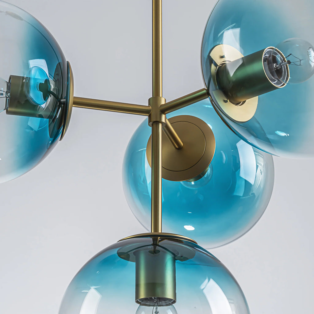 4-Light Gradient Blue Glass Chandelier Y900537