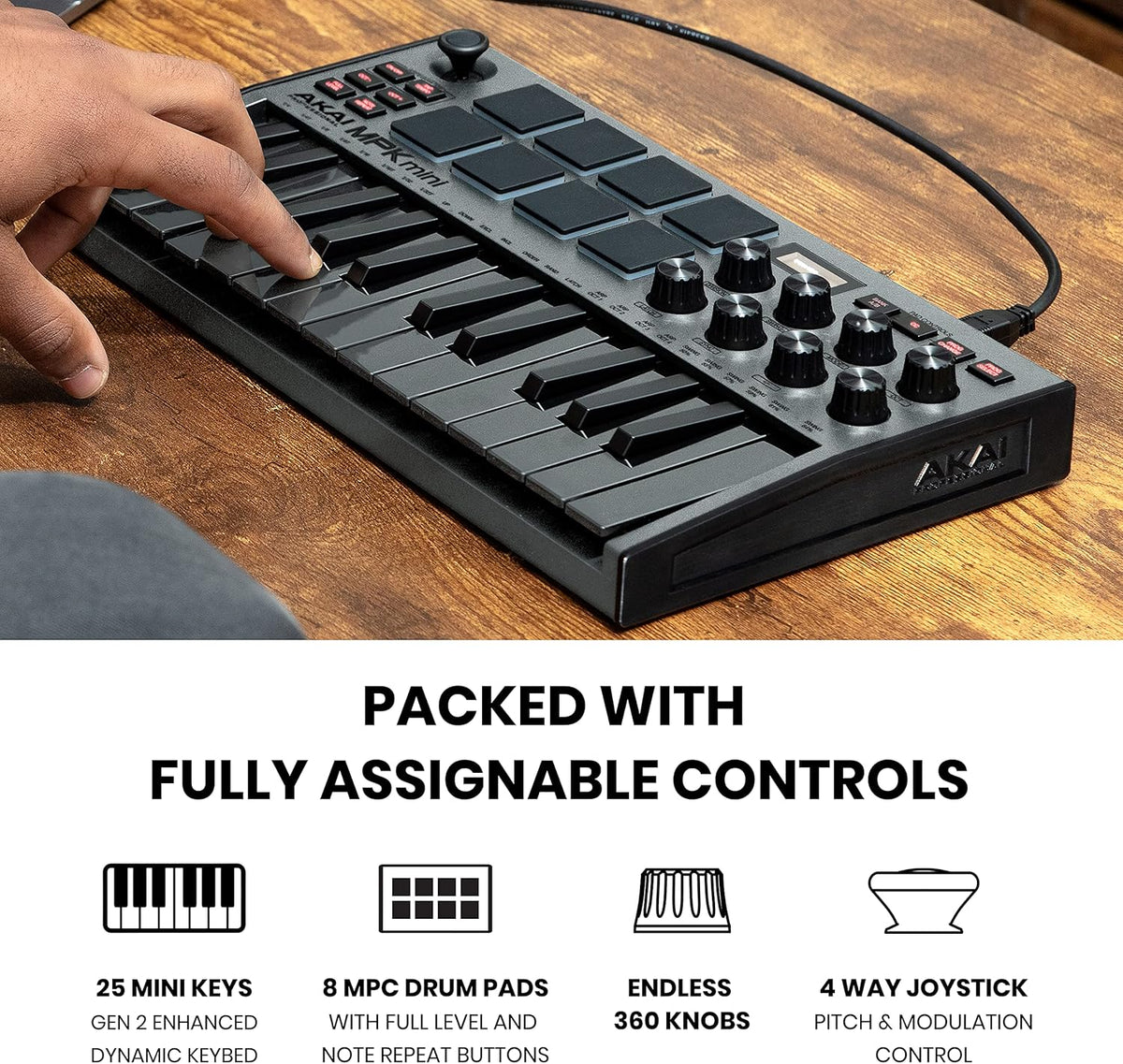 MPC Studio MIDI Controller with 8 Backlit Drum Pads, Grey C228128