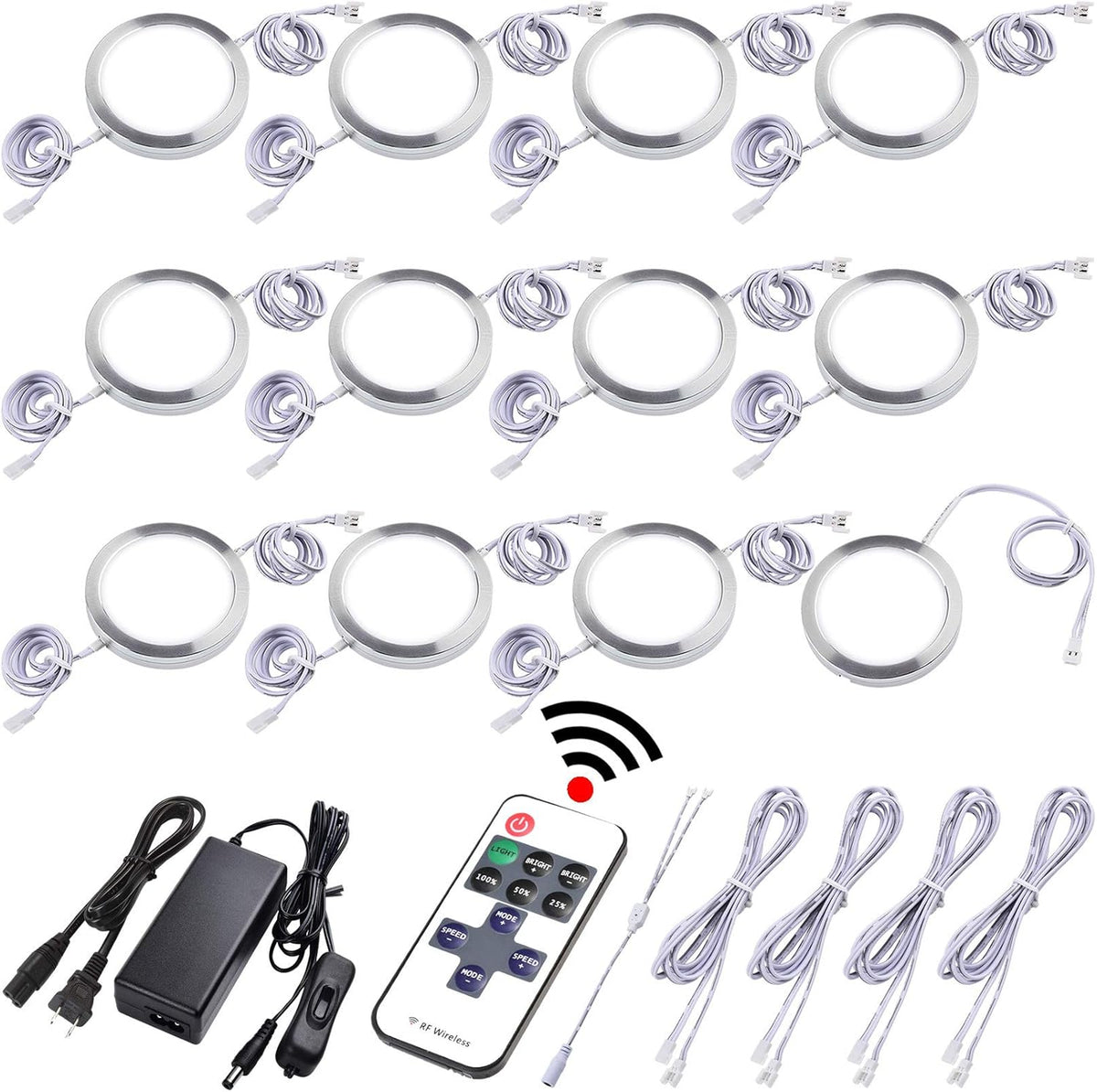 Dimmable Linkable Wired LED Puck Lights, 14 Lights Q128719