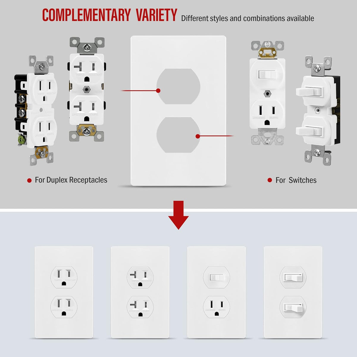 White 1-Gang Duplex Wall Plates, 10 Pack C773809