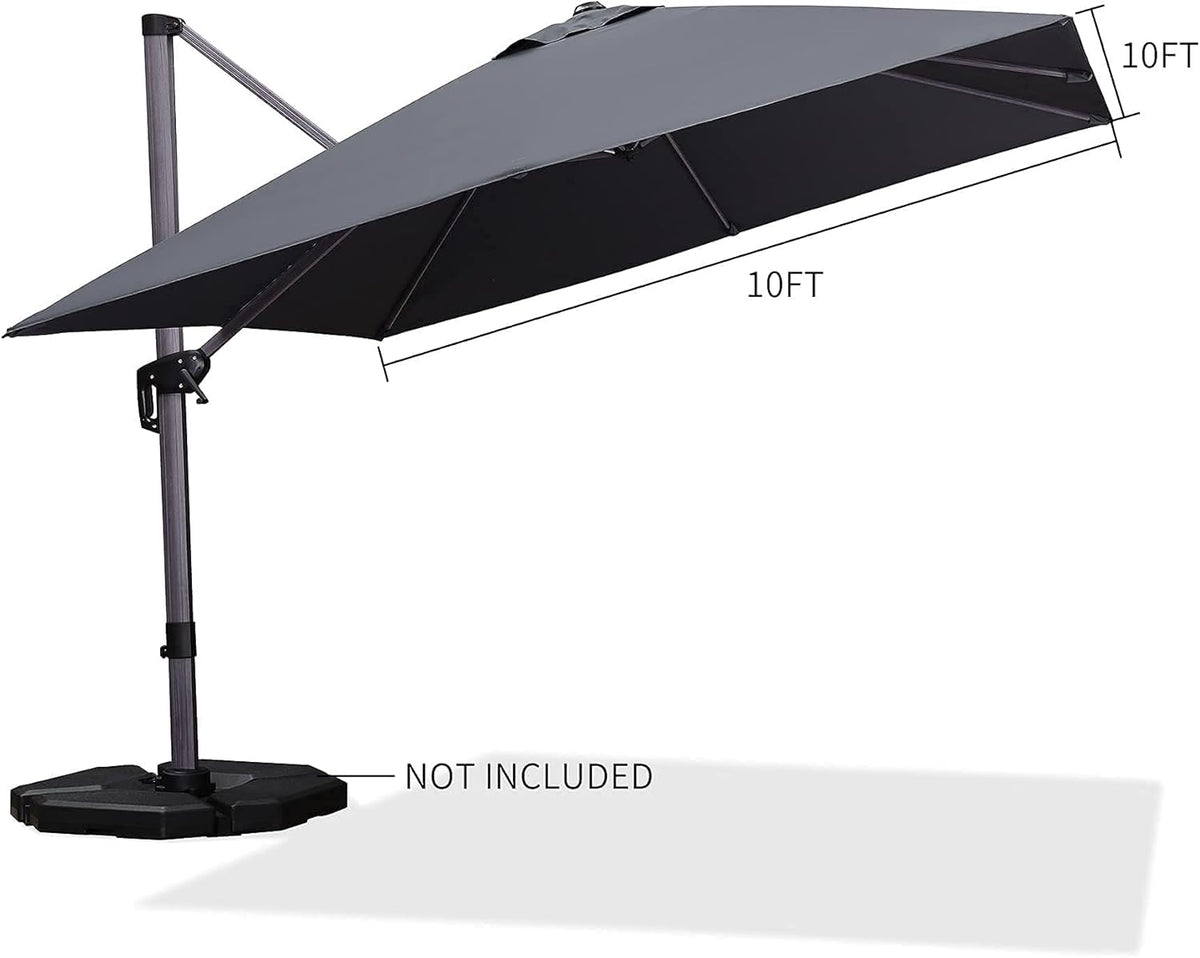 10 FT Square Wind Resistant Cantilever Patio Umbrella F44375