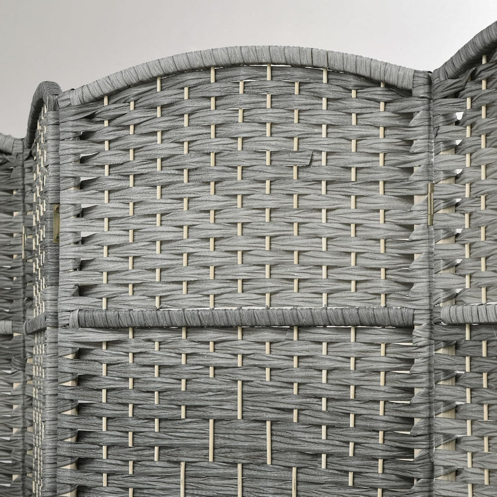 6' Tall Hand-Woven Room Divider in Mixed Gray B849896