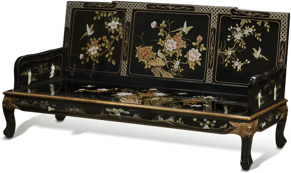 Black Lacquer Wooden Sofa Chair M123073