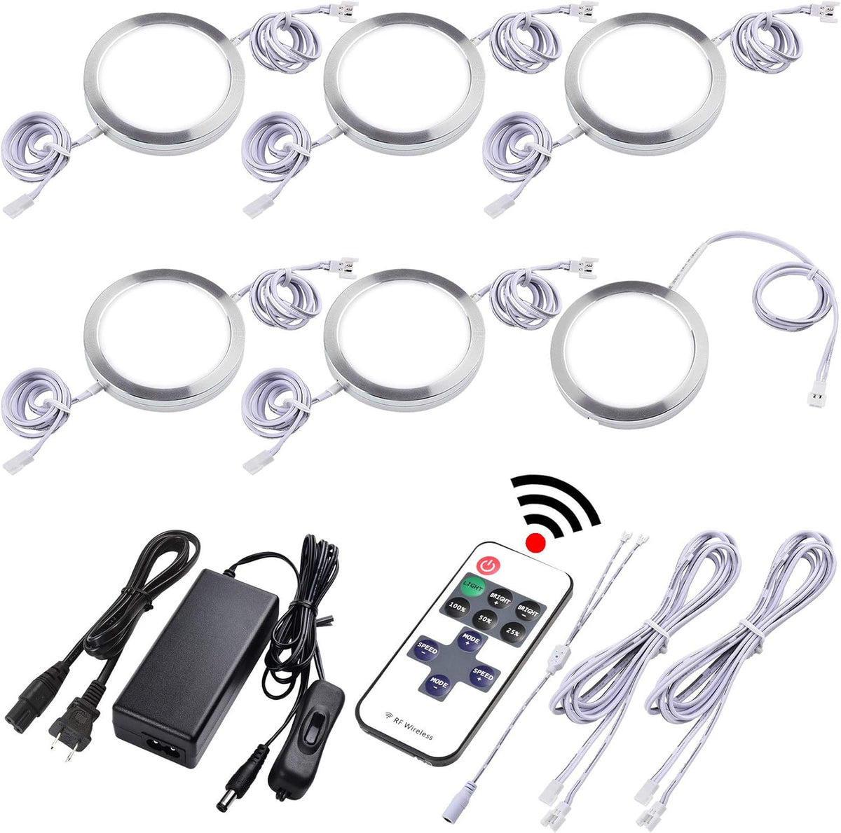 Dimmable Linkable Wired LED Puck Lights, 14 Lights Q128719