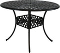 Round Cast Aluminum Patio Dining Table with Umbrella Hole Z73765