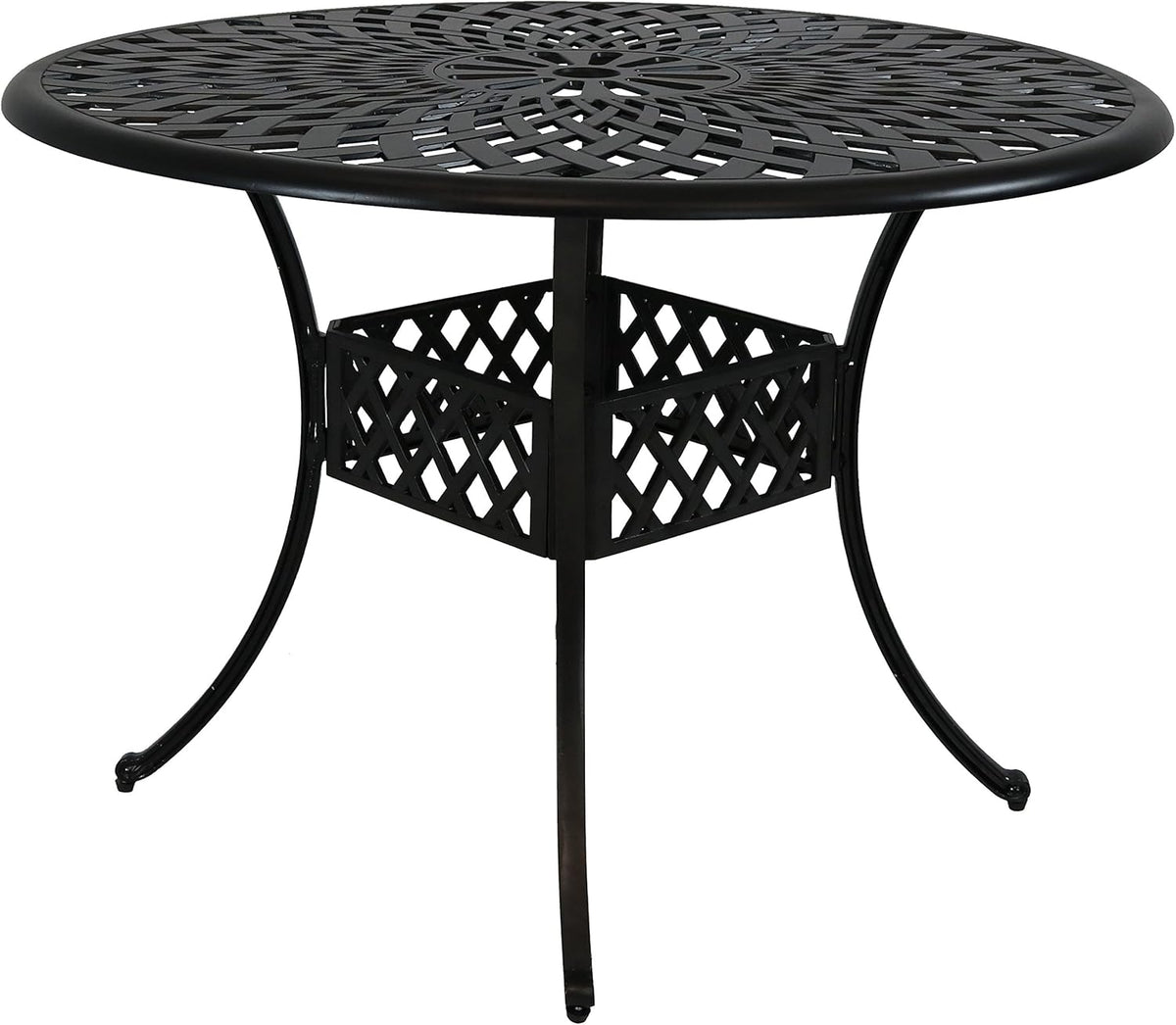Round Cast Aluminum Patio Dining Table with Umbrella Hole Z73765